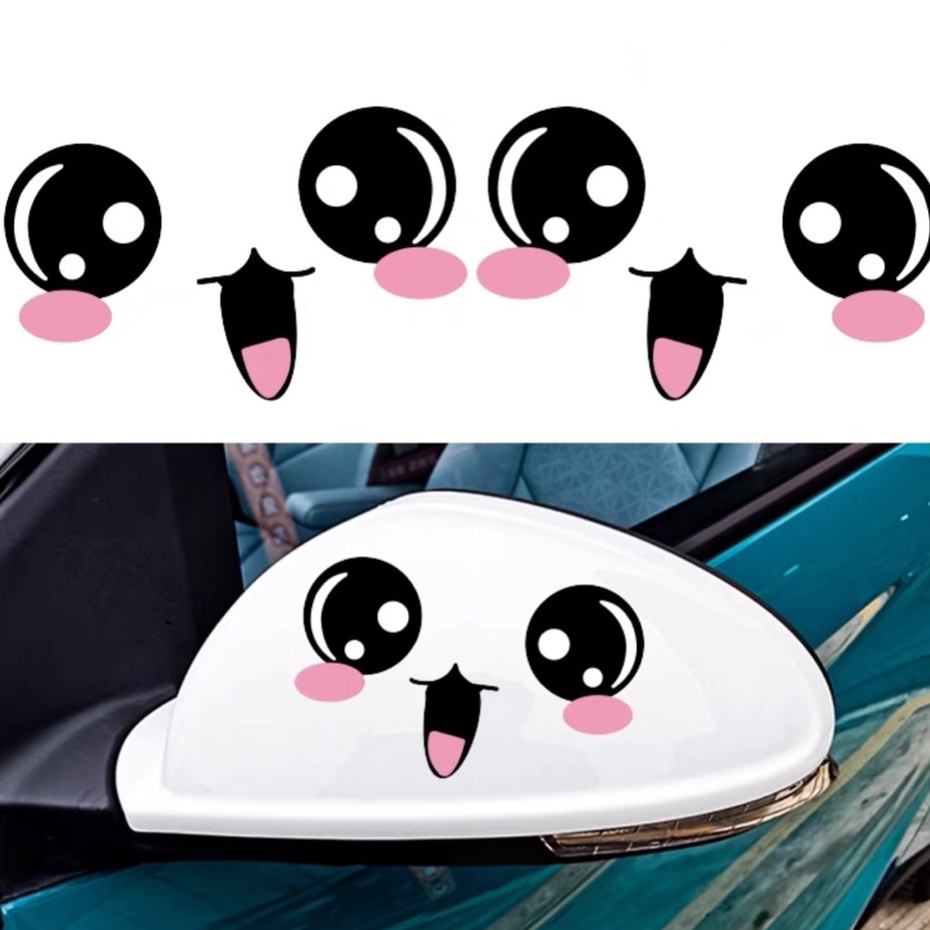 Tem dán gương 3D hình khuôn mặt baby dễ thương trang trí kính chiếu hậu xe hơi ba chiều