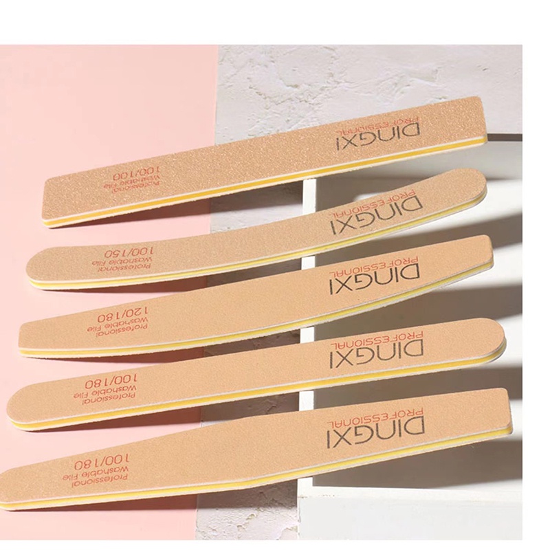 Dũa mỹ DINGXI dũa móng tay siêu bền da bò nâu vàng độ nhám 100/180, dũa móng tay Dingxxi