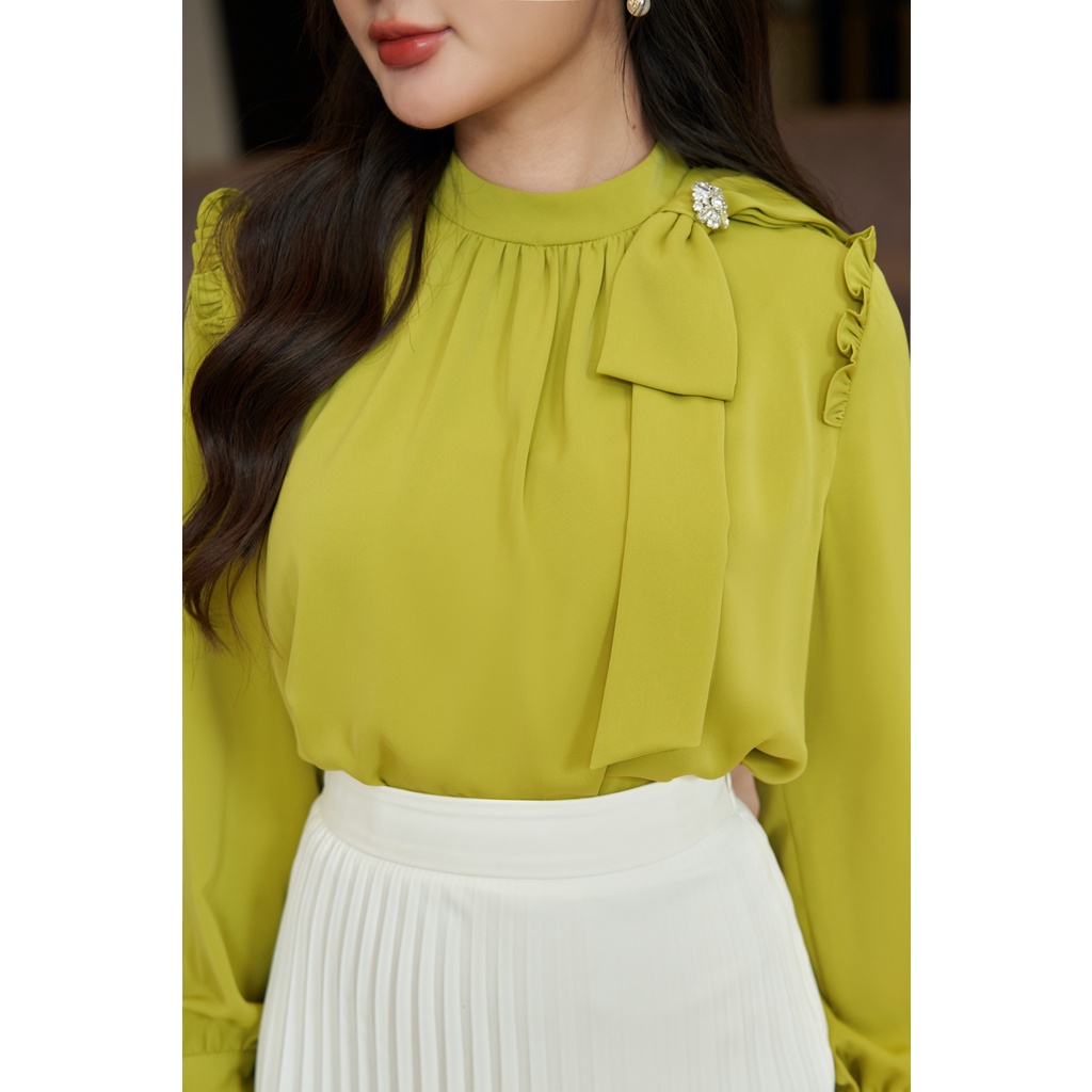 Áo Sơ Mi Ôm Cổ Đứng Nơ Vai Trái Thời Trang Thanh Lịch By LEMIA Design - 22A306