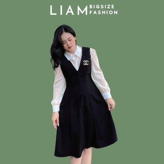 Váy yếm phối áo sơ mi vải tuyết mưa Liam Bigsize Fashion V146