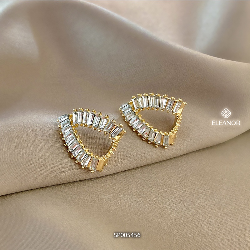 Bông tai nữ chuôi bạc 925 Eleanor Accessories hình tam giác đính đá phụ kiện trang sức 5456