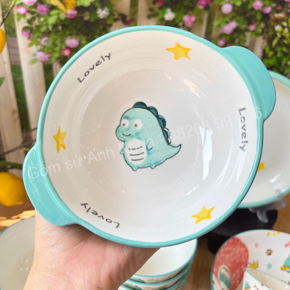 Siêu Sale -Bát Đĩa Gốm Sứ Decor Bộ Bát Đĩa Bát Hình Khủng Long xinh yêu cho bé, Bát Ăn Cơm Chén Dĩa Dễ Thương Bát Cho Bé