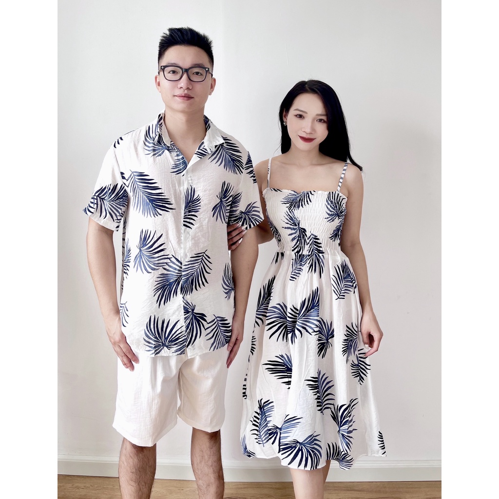 Sơ Mi Đi Biển Màu Trắng, Sơ Mi Hawaii Vải Tơ Đũi Cao Cấp