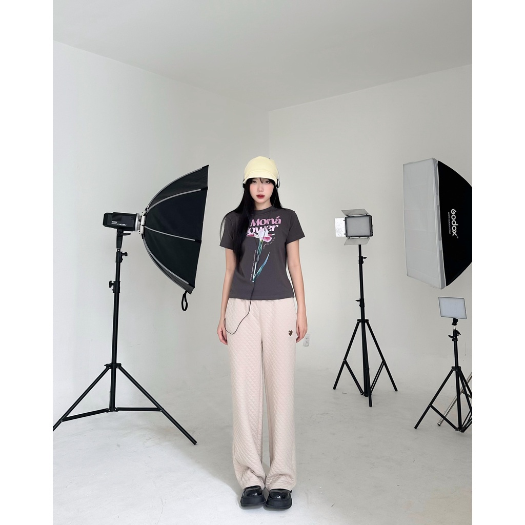Áo thun baby tee in hoa thời trang MONO - FLEUR XÁM CHÌ