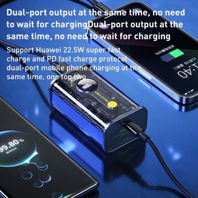 Sạc dự phòng Wekome WK có hỗ trợ sạc nhanh 22.5w 10.000mah  và 20.000mAh