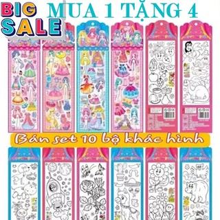 Sticker hình dán công chúa thay trang phục nổi 3D Dễ Thương Cho Bé