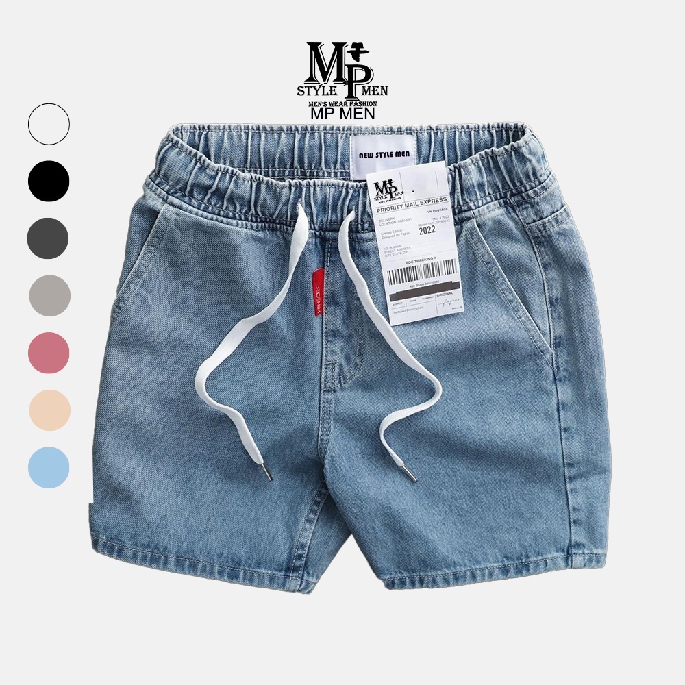 FREESHIP-Quần short Jean trên gối chất vải Denim co giản thoải mái đứng form MP MEN 002