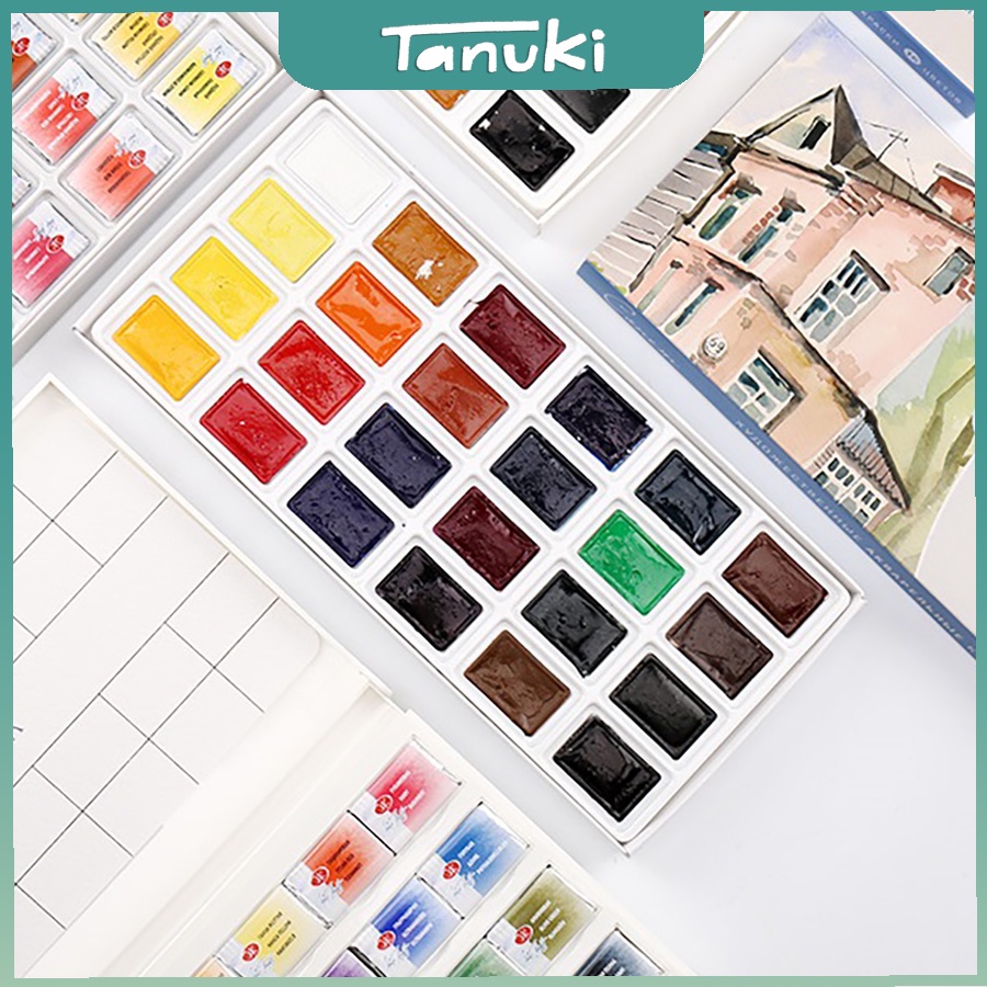 [TANUKI ART]Set màu nước Sonnet 24 màu vỏ giấy