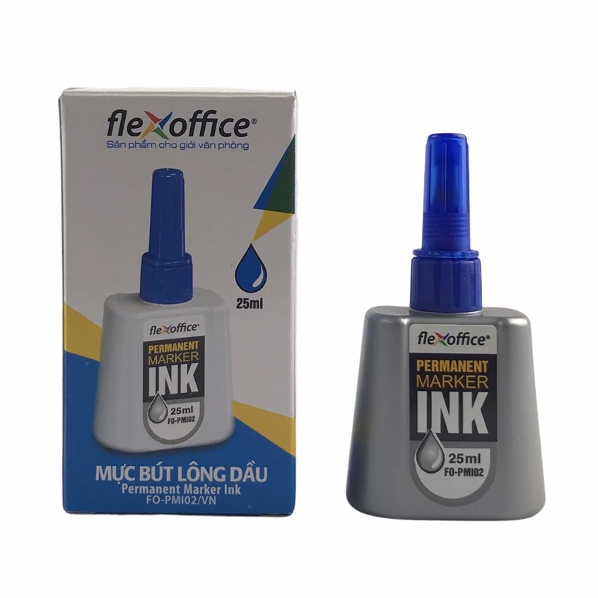 Mực Bút Lông Dầu 25ml FlexOffice FO-PMI02 (Mực Xanh)