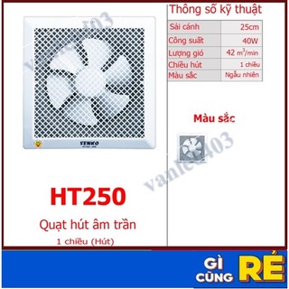 Quạt hút mùi, quạt hút âm trần senko HT250 (40W)
