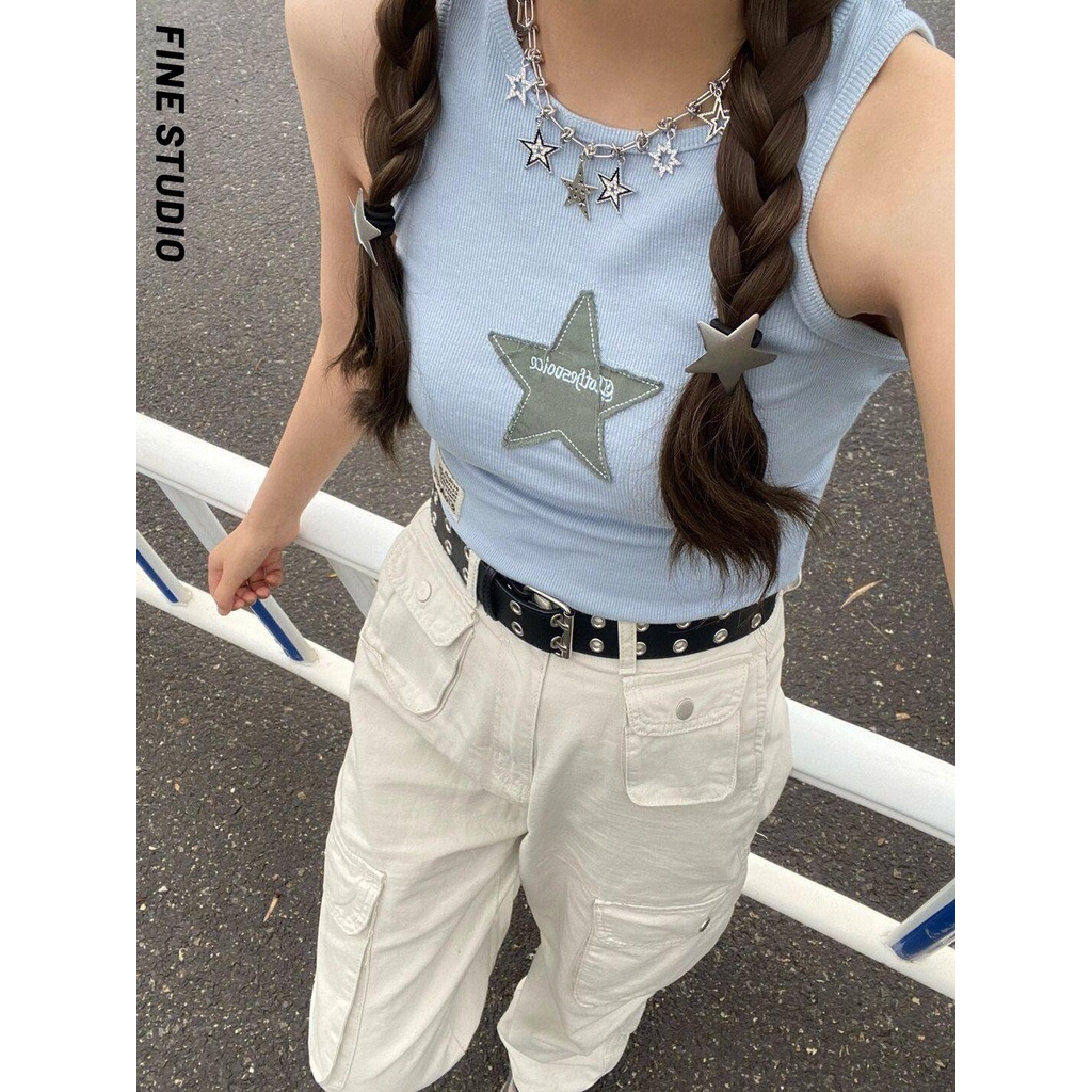 Áo Hai Dây Thêu Họa Tiết Phong Cách Mỹ Thời Trang Mùa Hè Quyến Rũ Cho Nữ