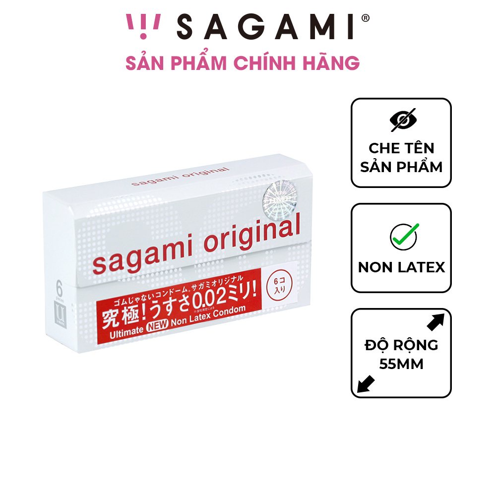 Bao cao su Sagami 002 siêu mỏng non latex hộp 6 chiếc
