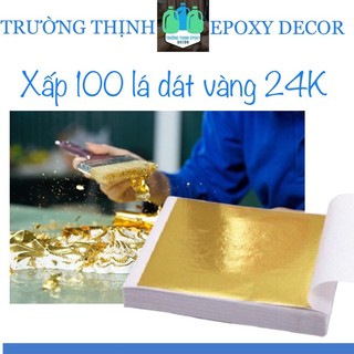 100 Lá Dát Vàng 24 K Nhiều Màu (9cm X 9cm) - Trường Thịnh Sài Gòn