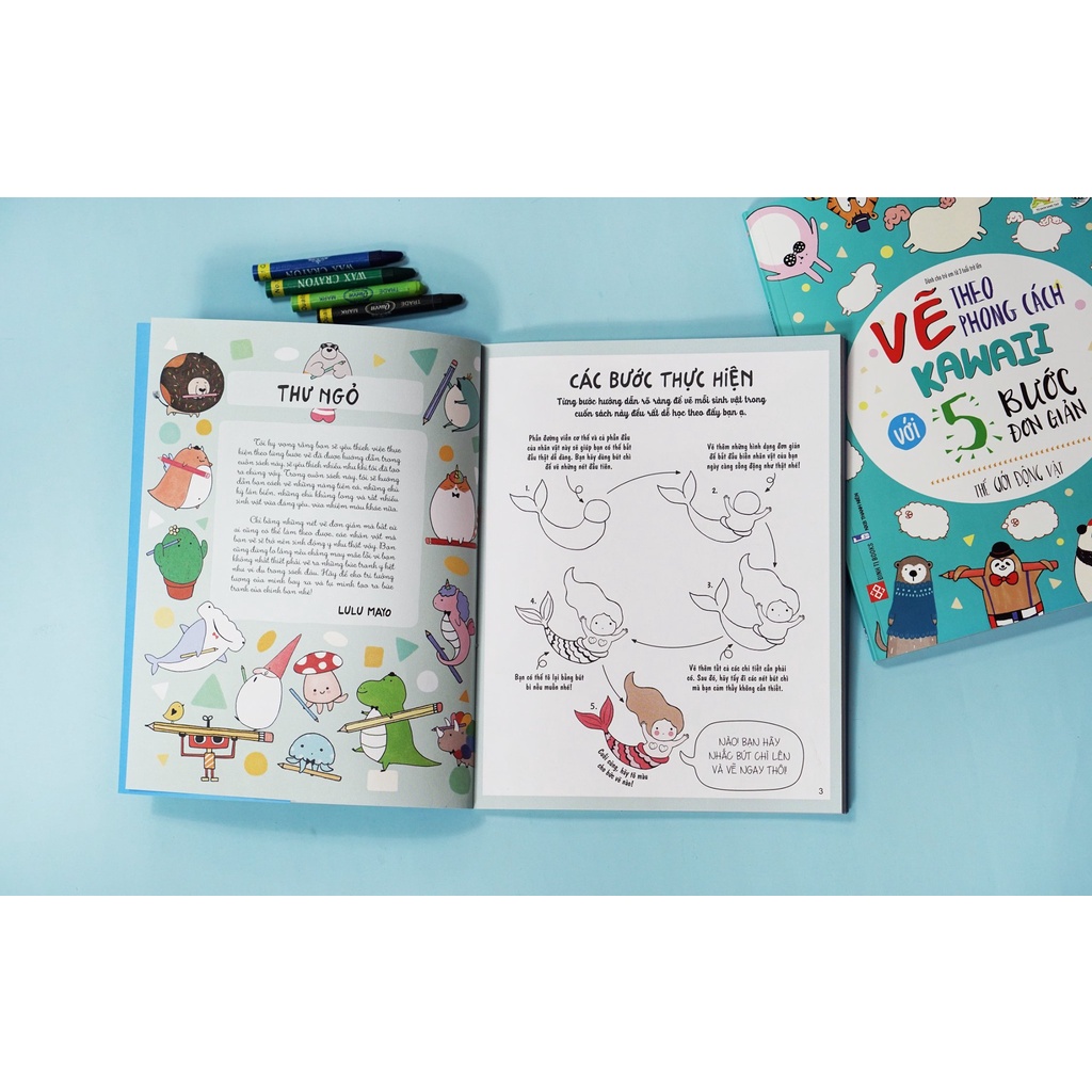 Sách - Vẽ theo phong cách Kawaii với 5 bước đơn giản - Thế giới động vật - Đinh Tị Books