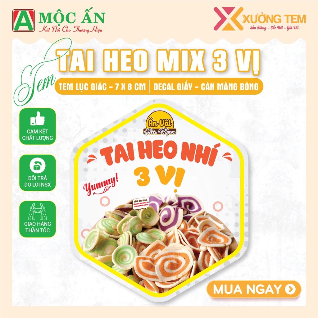 Tem Dán, Nhãn Sản Phẩm Bánh - Hàng Sẵn, Tem Cán Bóng, Sắc Nét - Giá Tốt Tại Xưởng In Tem Nhãn