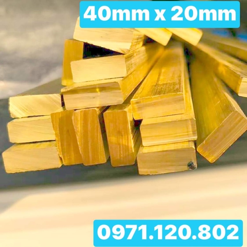 Thanh Đồng Vàng 40mm x 20mm Dài 200mm/300mm/400mm