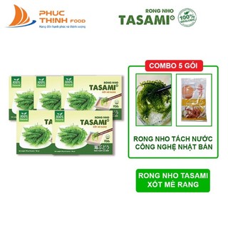 Combo 5 gói Rong Nho Tasami Giàu Dinh Dưỡng Xốt Mè Rang 5 gói * 35g - Công Nghệ Tách Nước Tiêu Chuẩn Nhật Bản