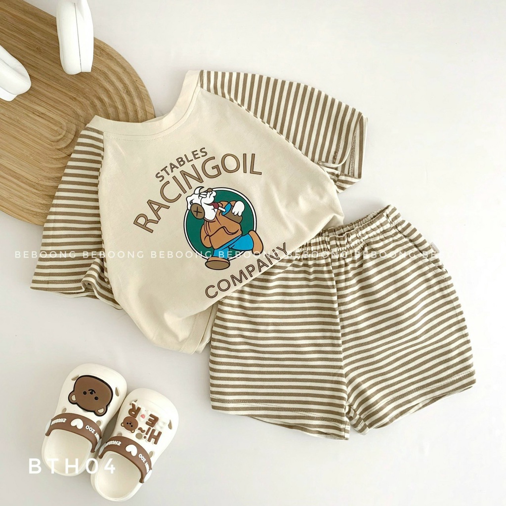 Bộ RaCilGol phối kẻ siêu xinh cotton mềm mịn thấm hút 4 màu . 9-23kg BTBG-PITUPI-BEBOONG-MS 23.025