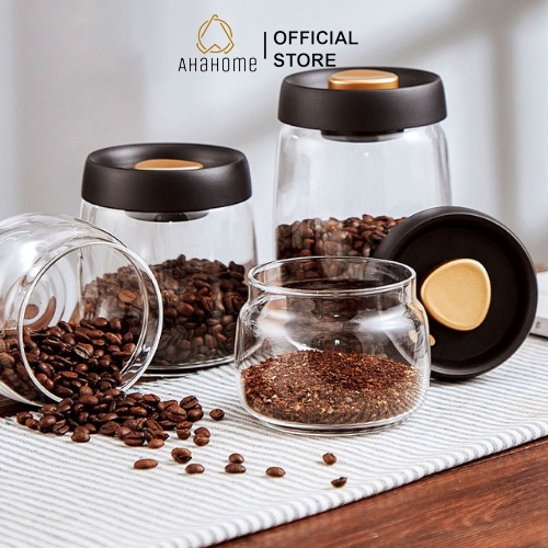 Hũ Thuỷ Tinh Hộp Đựng Cà Phê Trong Suốt Nhà Bếp Có Van Hút Chân Không 400ml/800ml/1200ml