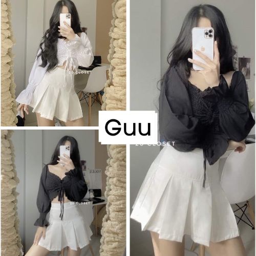 Set đồ 2 món màu trắng và đen hàn quốc GUU