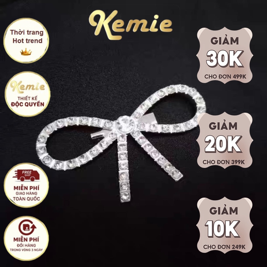 Ghim cài áo hình nơ đính đá nhân tạo toàn diện thời trang cho nữ