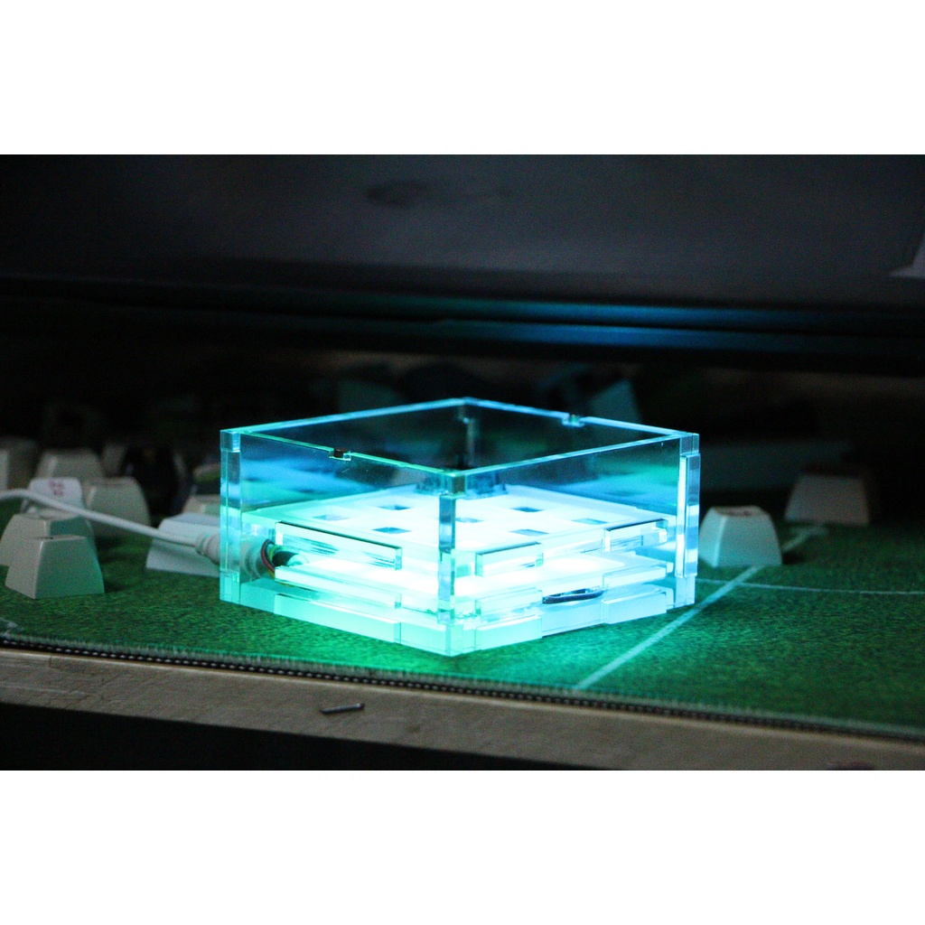 Hộp mica đựng keycap Artkey, Dwarf, Golden Star , Artisan box, có đèn led 16m màu