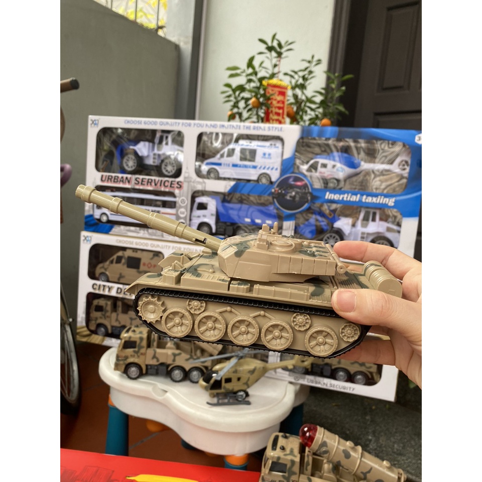 Bộ đồ chơi 6 xe quân sự chạy đà siêu to