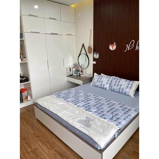 Bộ chăn ga gối phi lụa cánh én chăn chần bông