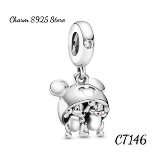 Charm pan ale treo đôi chuột mickey bạc s925 thuần khiết hàng cao cấp