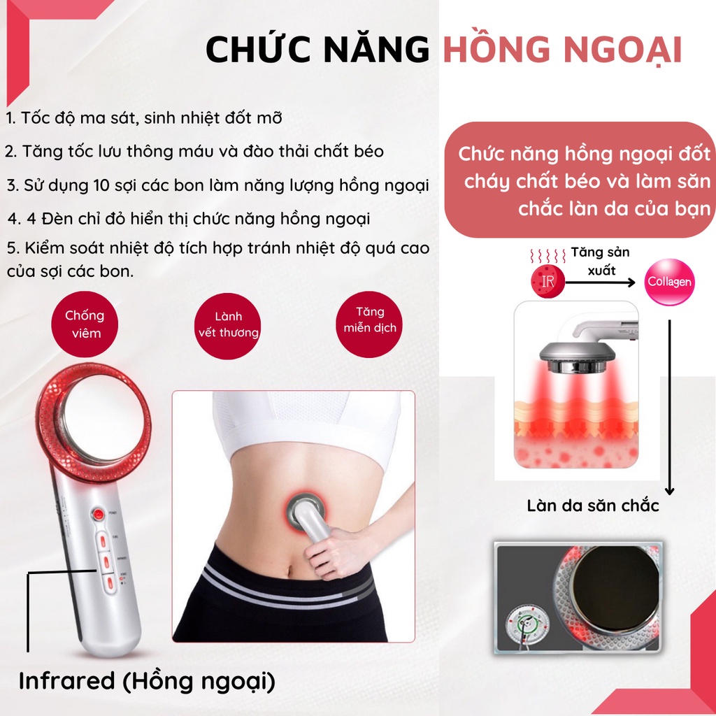 Máy Massage Giảm Mỡ Cầm Tay NANOMAX 3 Trong 1 Giảm Mỡ Bụng Đùi Mông, Công Nghệ Sóng Siêu Âm, Hồng Ngoại, Massage EMS