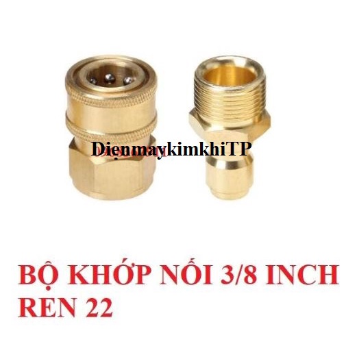Bộ khớp nối nhanh đầu ra cho máy rửa xe áp lực cao ren 22, máy xịt rửa cao áp, máy rửa xe gia đình (chống xoắn dây 22mm)