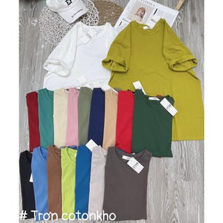 Áo phông cotton trơn tay lỡ dáng basic