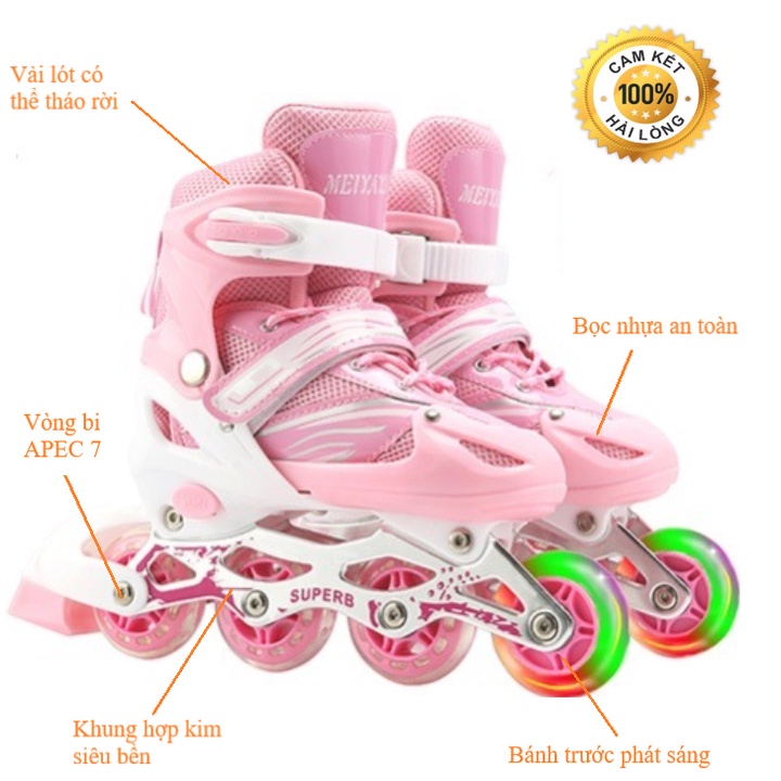 [TẶNG CÁNH HOẶC B.H MỎNG] Giày Patin trẻ em điều chỉnh size, batin kidsport, giày trượt bé trai, bé gái tại Mypatin.com
