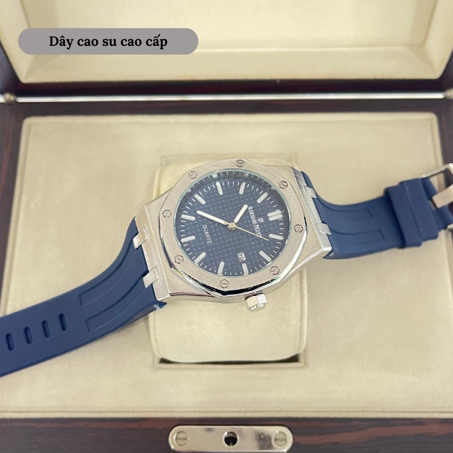 Đồng hồ nam Audemars Piguet Royal Oak Watch 15510ST máy Quartz mặt kính Mineral chống xước dây đeo tay cao su cao cấp