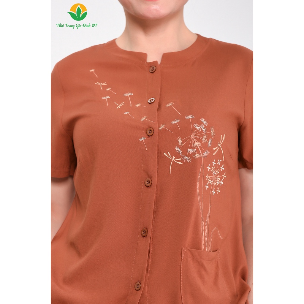 Đồ bộ mặc nhà trung niên mùa hè Việt Thắng, quần lửng, áo cộc tay, chất lanh (tole) - B26.2301