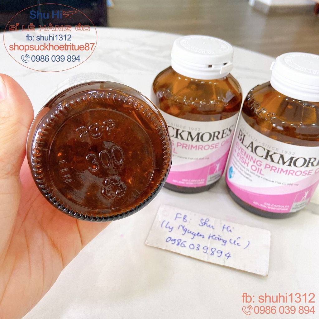 Viên uống tinh dầu hoa anh thảo và dầu cá blackmores evening primrose oil, fish oil 1000mg 100 viên Úc