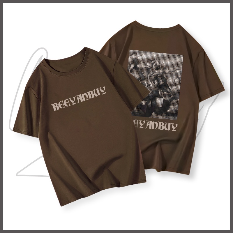 Áo thun phông nam nâu xám tay ngắn local brand BEEYANBUY T-shirt form rộng unisex 100% cotton