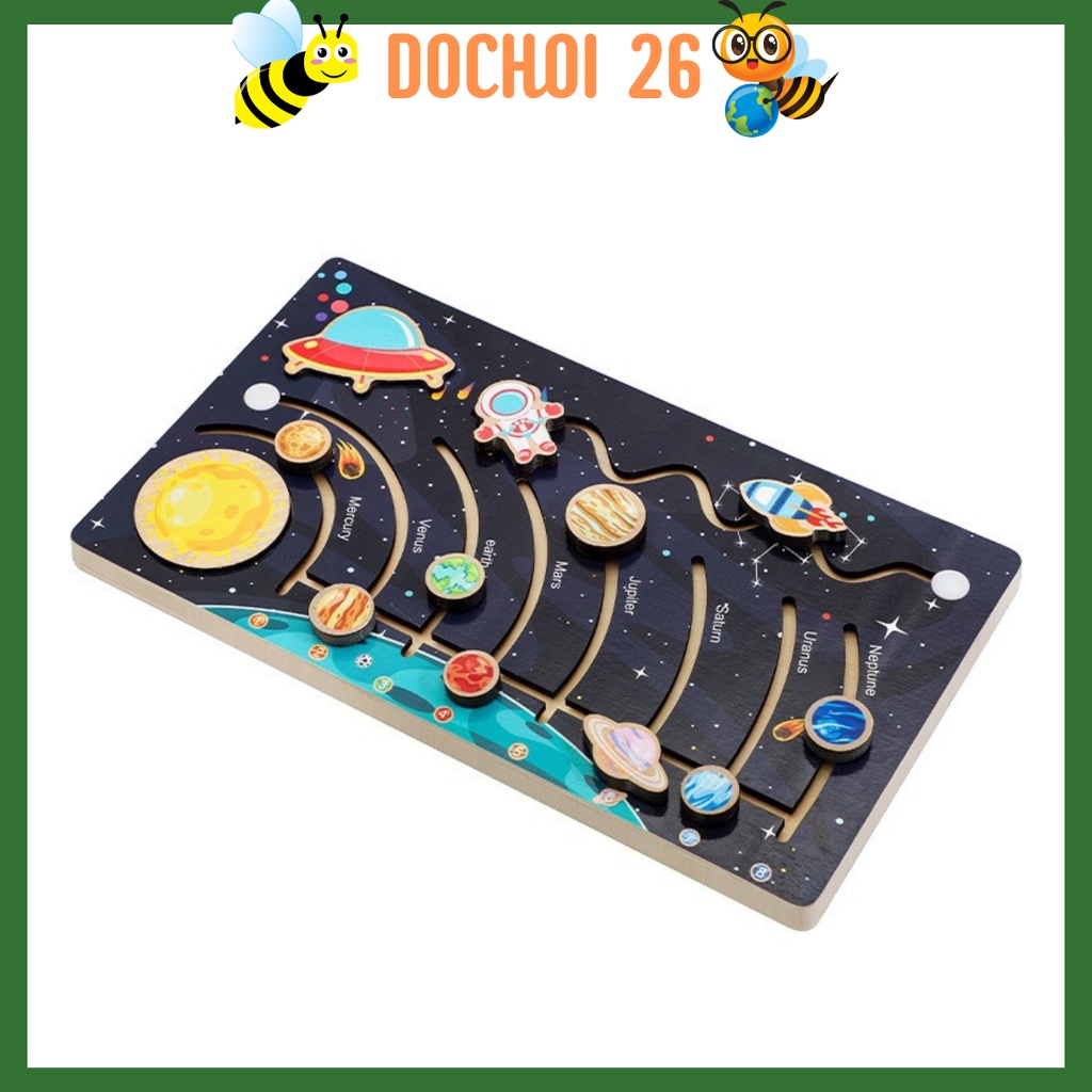 Đồ chơi giáo dục vũ trụ,Đồ chơi xếp hình các hành tinh,Đồ chơi hệ mặt trời bằng gỗ cho bé,Đồ chơi lắp ráp hệ mặt trời