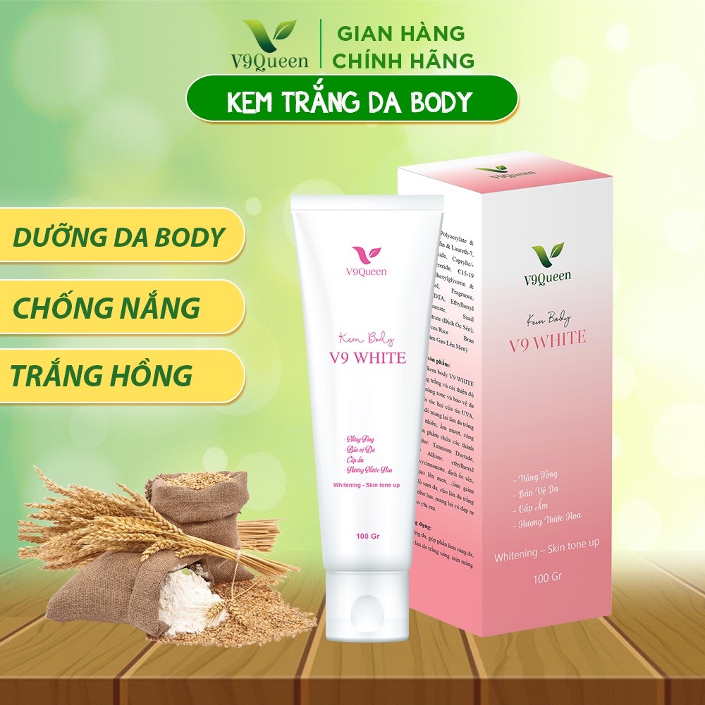 Kem body trắng da V9Queen, chống nắng dưỡng ẩm và dưỡng trắng toàn thân - V9 White 50g - 100g