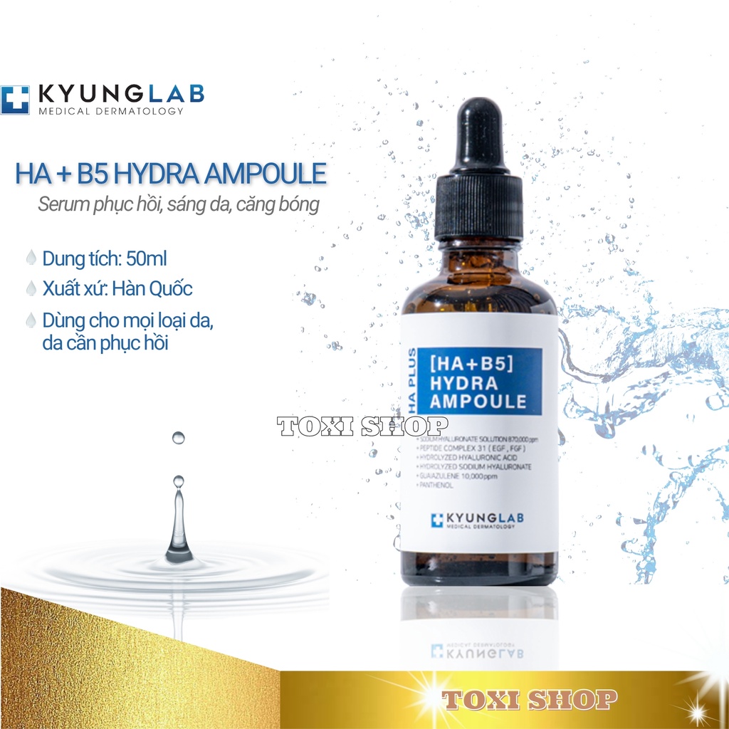 Serum HA Kyung Lab 50ml, Serum phục hồi da Ha B5 cấp ẩm, căng bóng da tức thì, đều màu da, chống lão hóa