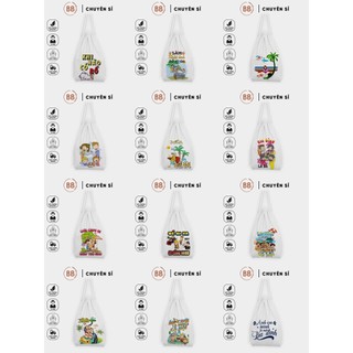 Balo rút trắng vải canvas đi biển