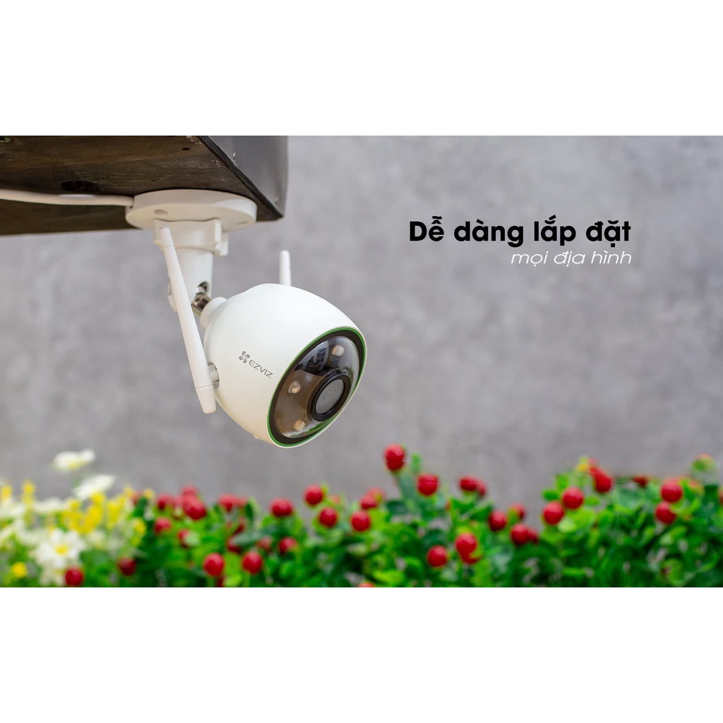 Camera wifi ngoài trời Ezviz C3N, màu ban đêm, ghi âm, AI phân biệt người