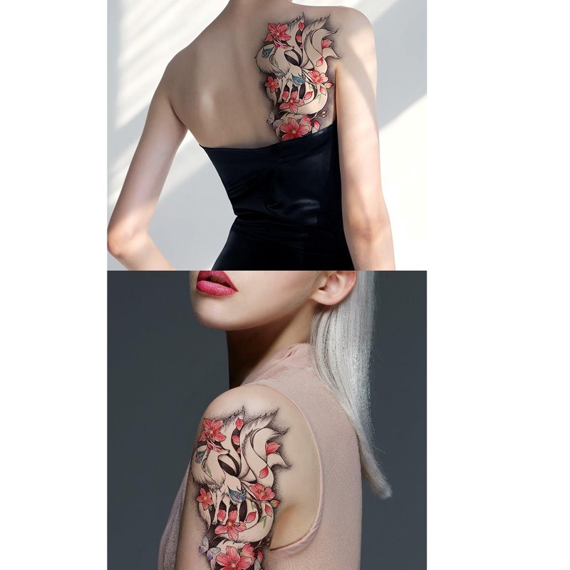 Hình Xăm Dán Cáo Chín Cánh Tay Màu Tối Chống Nước Không Thể Rửa Hình Xăm Hình Cáo Quyến Rũ Cho Nam Và Nữ ins