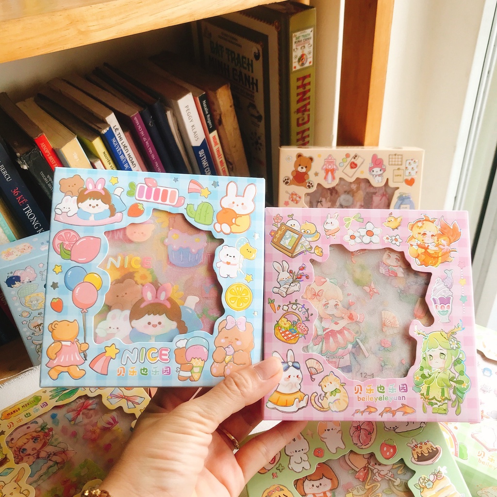 Hộp 8 sticker cute, hình dán dễ thương cho bé