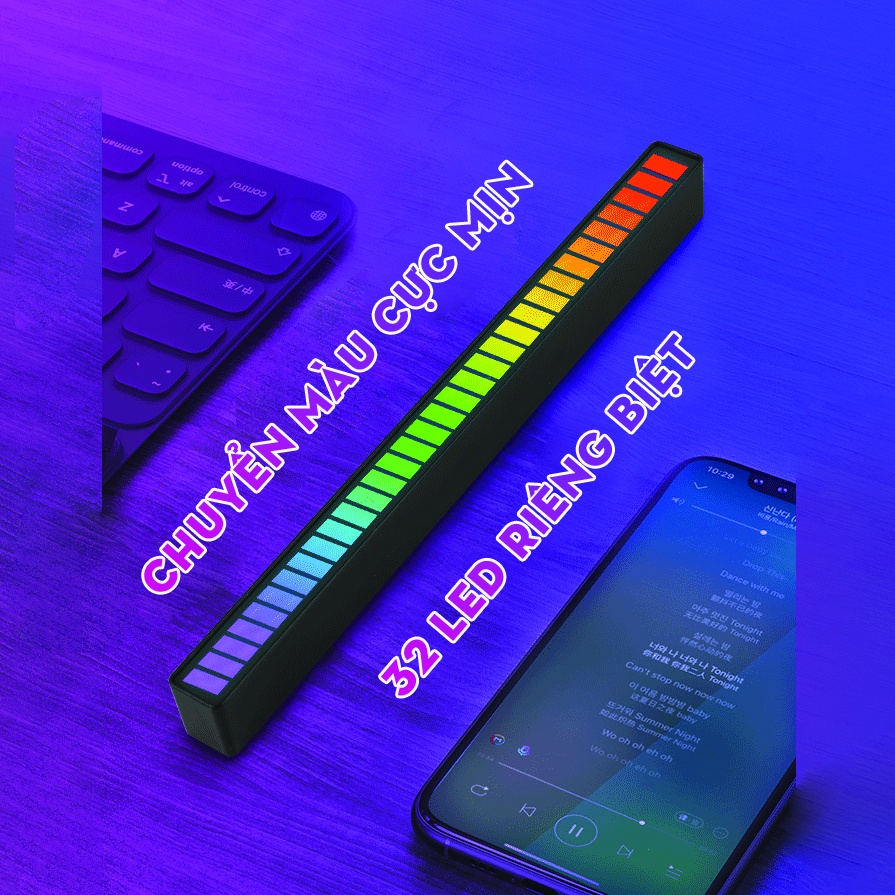 Thanh LED RGB nháy theo nhạc tiktok RGB 32 đèn HOẢ TỐC 1H