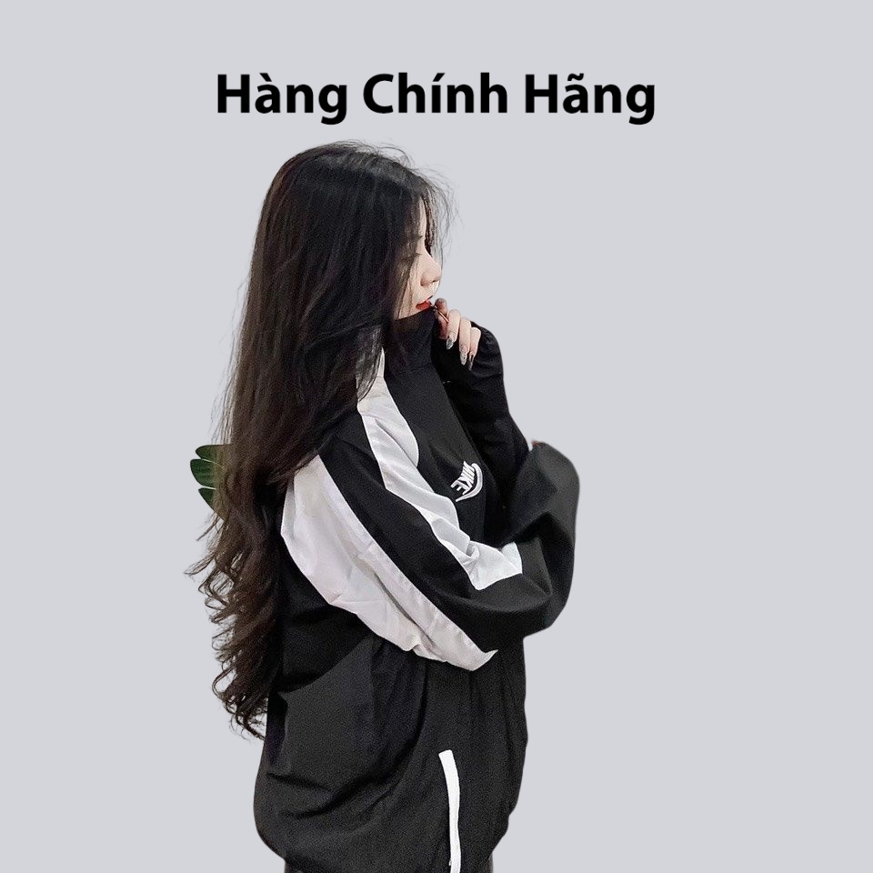 Áo khoác gió Nike thêu logo chính hãng đôi nam nữ 2 lớp unisex chất liệu dù cao cấp unisex form rộng brand jacket