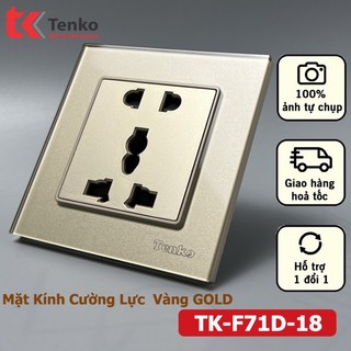 Ổ Cắm Đôi 3 Chấu Âm Tường Mặt Kính Cường Lực - Ổ Điện Âm Tường 3 Chấu Đa Năng Cao Cấp TK-F71D-18 Màu Vàng