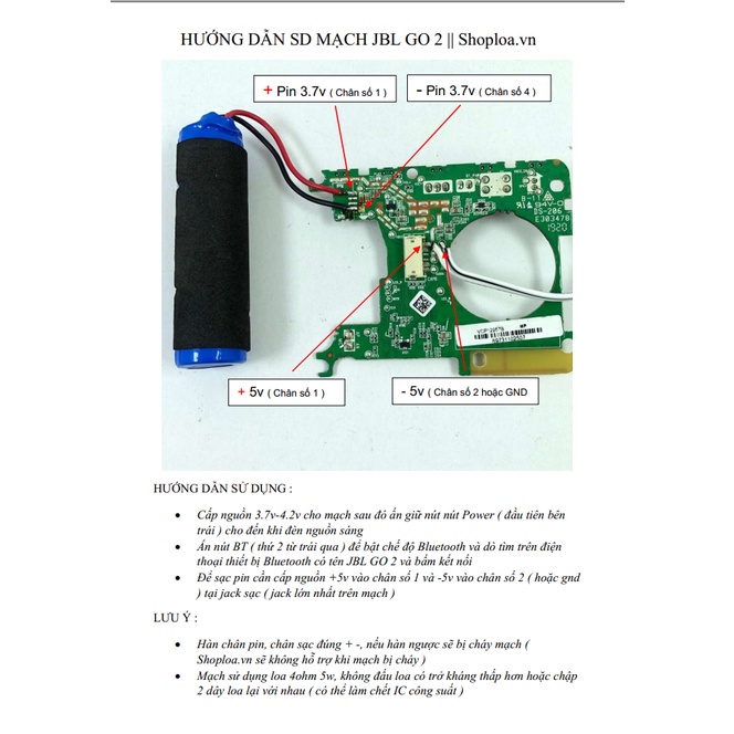 Mạch tháo loa JBL Go2 chính hãng