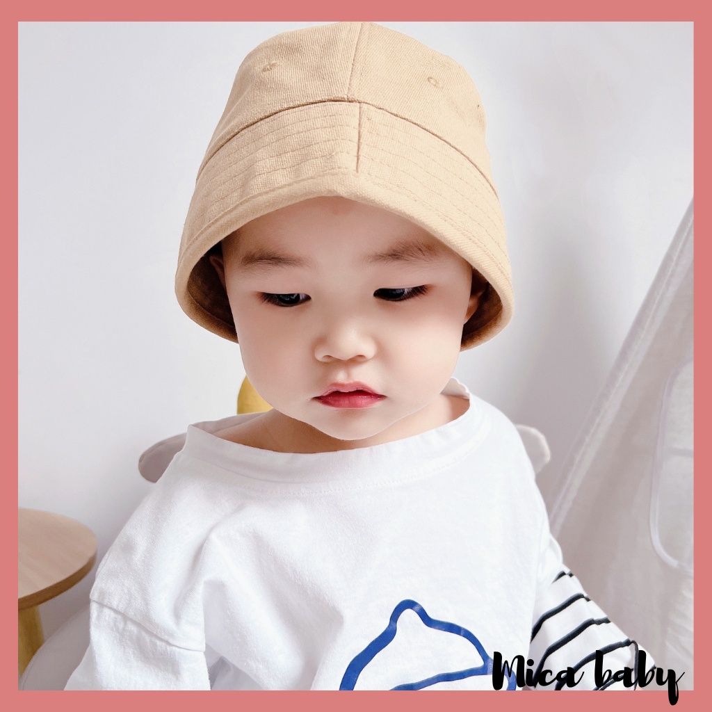 Mũ bucket trẻ em, mũ vành rộng màu trơn kiểu dáng Hàn Quốc đáng yêu cho bé MH224 Mica baby