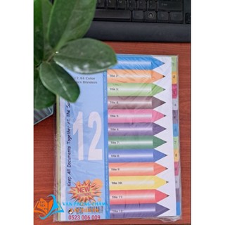 Phân trang 12 số màu nhựa vc / phân trang nhưa 24 chữ cái vc / phân trang nhựa 31 số vc